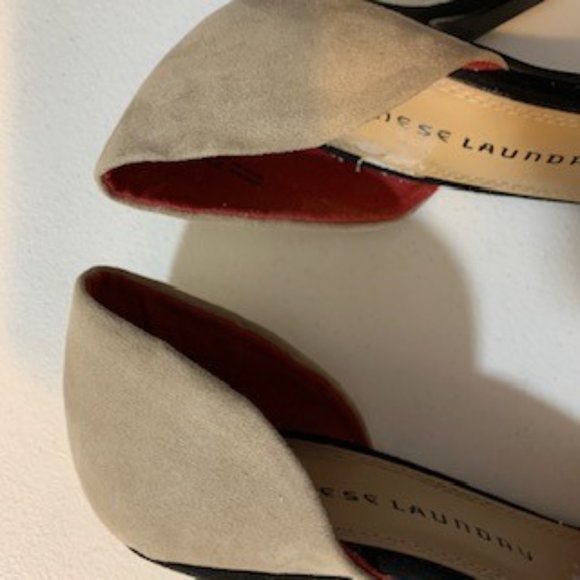 Chinese Laundry suede red beige two times heel women's Sz 8.5 - Picture 6 of 8